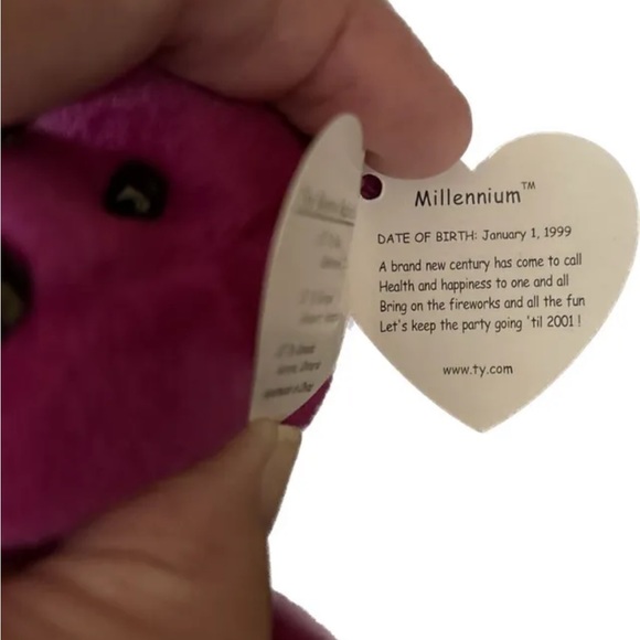 TY MILLENNIUM BEAR Beanie Baby RARE with TAG ERRORS - Picture 3 of 4